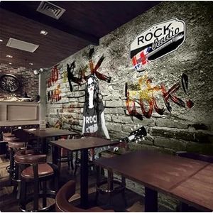 Vintage Graffiti Bakstenen Muur Motorfiets Figuur 3D Behang Home Luxe Decoratie Slaapkamer Woonkamer Bank Blaapkamer TV Achtergrond Muur-430cm×300cm
