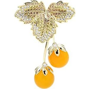 Pinnen Broche Dames Pin Dames Mode Accessoires Dames Elegant Geel Kers Klassiek Feest Fruit Strass
