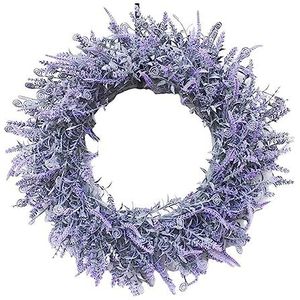 Krans kunstmatige 45,7 cm grote lavendel krans basis krans bloem boerderij slinger krans voordeur muur opknoping voor bruiloft krans woondecoratie krans decor (kleur: lavendel C 45 cm)