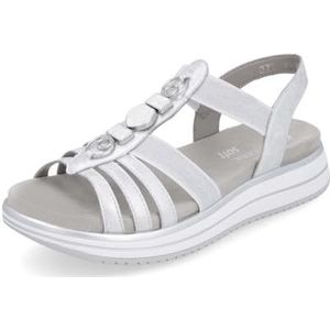 Remonte Damessandalen met riem, D1J60, losse inlegzool, Platina Zilver 90, 37 EU