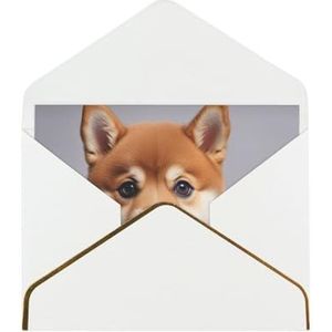 Leuke Shiba Inu Dog bedrukte wenskaarten, prachtige blanco wenskaarten met enveloppen, grappige kaarten voor elke gelegenheid