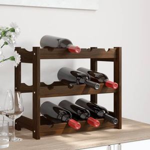 AUUIJKJF Kasten en opslag wijnrek voor 12 flessen bruin massief houten grenen meubels
