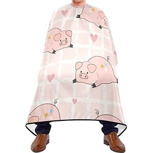 Haar knippen schort 140x168cm, schattige cartoon varkens en harten kappers snijjurk zachte salon kapper cape grote kappersjurk, voor vrouw, kappers, haarstyling