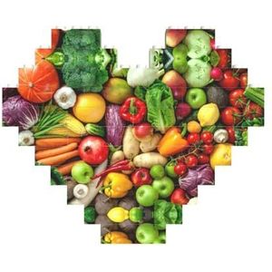 Verse groenten en fruit legpuzzel - hartvormige bouwstenen puzzelspel - leuk en stressverlichtend puzzelspel