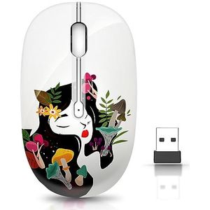 JUHOO Draadloze muis met nano-ontvanger voor pc, laptop, computer, MacBook, minder lawaai, draagbare optische muis