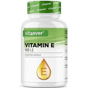 Vitamine E 400 I.U. natuurlijk - 365 softgel capsules - Premium: Natuurlijke vitamine E uit zonnebloemen - 12 maanden voorraad - Hoog gedoseerd