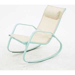 GEIRONV Balkon strandstoel, met hoofdsteun tuinstoel schommelstoel Recliners Sun Loungers Siesta Lazy Chair Lounge stoelen Fauteuils (Color : Beige)