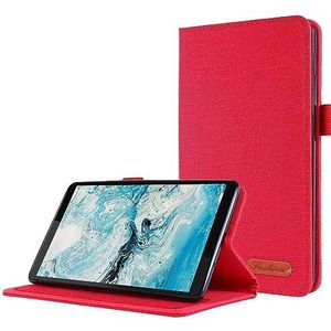 Zware beschermhoes Compatibel met Lenovo Tab M7 TB-7305F 7 inch, Flip Fold Stand Case Beschermende stof Print Cover met kaartsleuven Tablet-pc-behuizing(Color:Rosso)