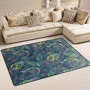 Gebied tapijten 100 x 150 cm, schelp schelpen fluorescentie vloermat antislip kantoormatten groot flanel mat tapijt, voor strand, achtertuin