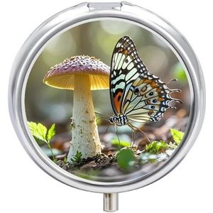 Draagbare Pillendoos Pillendoosje Vlinder Paddestoel Reizen Pillendoos Kleine Pil Case Dagelijkse Pil Container Pil Organizer Pocket Geneeskunde Doos Leuke Pil Case