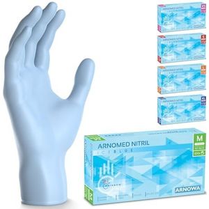ARNOMED wegwerphandschoenen lichtblauw, nitril handschoenen M, wegwerphandschoenen met 100 stuks per doos, poedervrij. Latexvrije rubber handschoenen, verkrijgbaar in S, M, L & XL