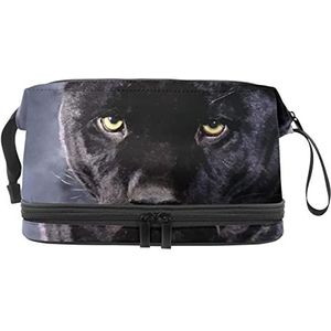 Grote capaciteit reizen cosmetische tas,Make-up tas,Waterdichte make-up tas Organizer, Zwart luipaard, Meerkleurig, 27x15x14 cm/10.6x5.9x5.5 in