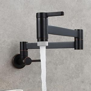 Mixer Tap Kitchen Sink Wall Mount Single Cold Water Kitchen Taps Dual Lever Swivel Pot Filler Kitchen Tap Double Joint Spout Mixer Tap Kitchen Sink,Gold,Single Mode,Black,dual Mode