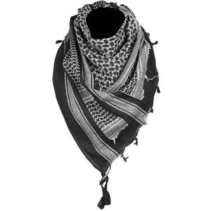 COLOURLINX Unisex katoenen sjaal militaire woestijn shemagh tactische woestijn keffiyeh hoofd nek sjaal wrap Arabische kwast, Zwart & Wit, 42"" x 42