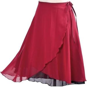 Vrouwen Chiffon Ballet Wrap korte rok， Tweekleurige bloemenprint oefenlegging tutu-jurk(Beige)