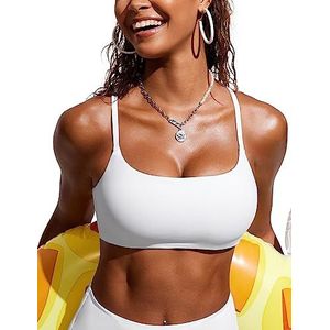 CRZ YOGA Dames Scoop Neck Bikini Tops D-DD Verstelbare Spaghetti Riemen Badpak Padded Zwempak Sport BH wit XL