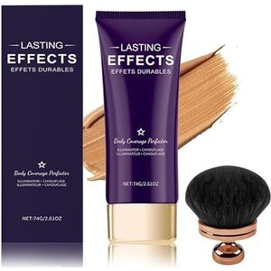 Beauty Body Coverage Perfector, 2-in-1 camoufleer met kwast, teint-perfector voor het hele lichaam, langdurig glanzend (donker)