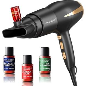 Lumineo Innovatieve 5-in-1 professionele haardroger met 2 miljoen ionen en speciale haarserum-diffuser, 2400 W AC-motor + concentrator + krultang, haarföhn met koude knop + 3 stuks haarserumset