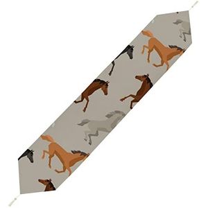 Kleurrijke Paarden Tafelloper Korte Pluche Tafelkleed Linnen Decoratieve Tafelhoes voor Party Bruiloft Decor 178 * 33 cm