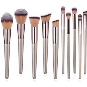 Eljjhah 10 stuks Champagne Make-up Borstels Set Foundation Poeder Blush Oogschaduw Concealer Lip Eye Make-up Penseel Cosmetica Voor Make-up Tools (Handvat Kleur: MZ101475)