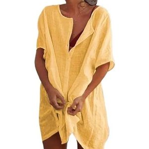 Cover Ups voor vrouwen strandkleding strandbedekking badpak cover-up vrouwen zomer strandjurk bikini coverups strandkleding zwemmen smock t-shirt badmode badpak cover ups voor vrouwen (geel, 5X-Large)