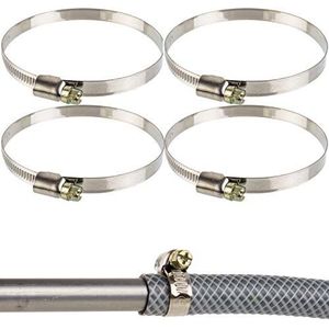 Slangklemmen, Slangklem met wormaandrijving, Klembereik 70-90 mm, set van 4 stuks, W2 roestvrij staal, Met kruisgleuf, 9 mm Bandbreedte, Buisklemmen voor wasmachine, Tuin, Vaatwasser, Zwembad