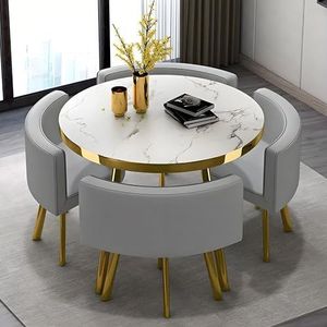 GUAWJRZDP Kantoorreceptie Ronde Tafel, Kantoorreceptietafel En Stoelenset, Eettafel En Stoelenset, for Kantoorconferentieruimte Hotelbalkon Vergaderruimte(Gray,80cm/31.4in)