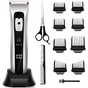 Professionele tondeuse, 2000 mAh, 36 lengte-instellingen, 8 trimopzetstukken, IPX6 waterdicht, van 4 mm tot 22 mm, met accu- en netvoeding