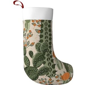 WOmeng Groene Cactus Print Meisjes En Jongens Kerst Kous Sneeuwpop Kerstman Kerstboom Home Decor Party Sok