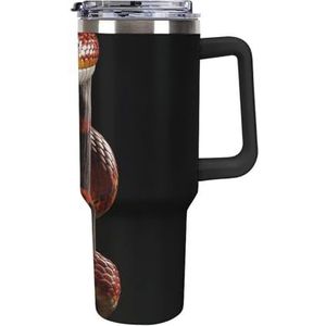 RTFGHJS 40 oz Tumbler A Orange Snake geïsoleerde beker reizen koffiemok met rietje deksel roestvrij stalen waterfles vacuüm geïsoleerde beker voor sport werk auto reizen weekend