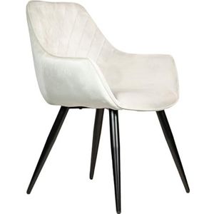 Eetkamerstoelen Beige Fluweel - Metalen Poten - Woonkamerstoelen - Fluwelen Fauteuil - Roestvrijstalen Keukenstoel Zwarte Metalen Poten - Polyester Stoel