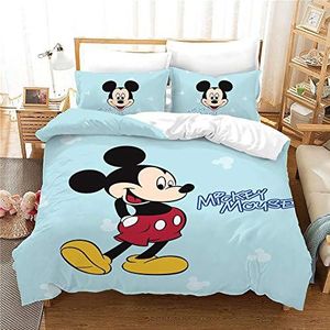 Mickey & Minnie beddengoedset, 3-delig, dekbedovertrek + kussenslopen, microvezel, 3D-dekbedovertrek voor slaapkamer (C, 220 x 240 cm)