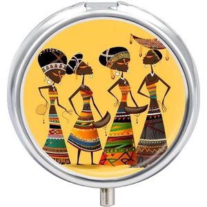 Creatieve Afrikaanse Cultuur Pillendoos Mini Pillendoosje Pocket Pil Case voor Mannen Reizen Pillendoos Leuke Pil Organizer 3 Compartiment Geneeskunde Pil Organizer Pil Container Pil Houder