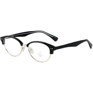 moomoobird Fashionbril met blauwlichtbescherming, TR90-metalen frame, kleine brilmonturen voor dames en heren, Zwart Goud Frame