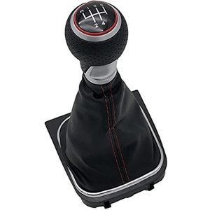 Versnellingsknop, schakelknop 5/6 speed lederen auto styling versnellingspookknop stick cover geschikt voor gebruik voor VW Golf MK5 MK6 Golf 5 6 A6 Konijn Jetta MK6 2009-2014 (5 versnellingen Model A