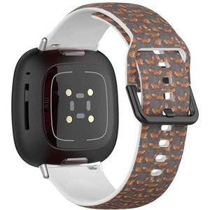 Zachte sportband compatibel met Fitbit Sense / Sense 2 / Versa 4 / Versa 3 (schattige rode vossen) siliconen armband accessoire