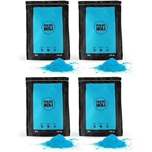 POLVO HOLI - Verpakking met 4 Holi-poederdoppen à 100 gram (400 g holipoeder) (lichtblauw)