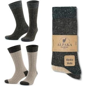 MEBY 2 paar alpaca sokken. Warme thermische sokken. Dikke pluizige wintersokken. Voorgewassen wandelsokken van alpacawol, beige-bruin 3096, 39-42 EU