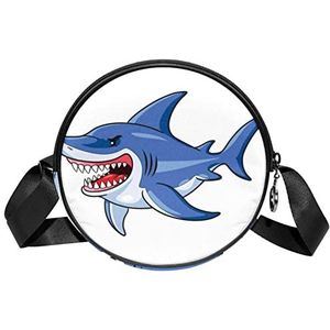 Messenger Bag Shark Patroon Crossbody Tas voor Vrouwen Rond, Meerkleurig, 6.7x6.7x2.3 in, Sling Rugzakken