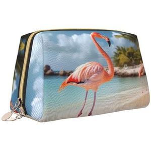 VTCTOASY Strand flamingo print make-up tas draagbare veelzijdige toilettas grote capaciteit cosmetische tas voor vrouwen, wit, één maat, Wit, Eén maat