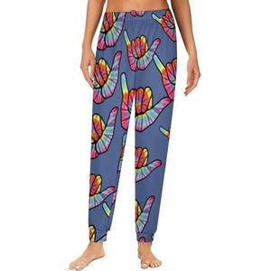 Peace Tie Dye Damespyjama, loungebroek, elastische tailleband, nachtkleding, broekje, print