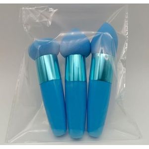 3 stks/set Cosmetische Bladerdeeg Foundation Poeder Make-Up Borstel Vrouwen Gezicht BB Cream Concealer Applicator Professionele Beauty Make Up Gereedschap (Color : Blue)