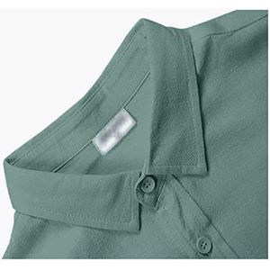 Linnen Overhemd, Linnen Herenoverhemd Met Korte Mouwen, Werk-casual Overhemd, Geschikt For Zakelijk, Casual Vakantie-strandoverhemd For De Zomer (Color : Green, Size : 4XL)