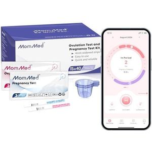 MOMMED HCG15-LH40 ovulatieset, 15 vroege zwangerschapstests en 40 ovulatietests met 55 urinecupels, betrouwbare en snelle vroege zwangerschapstest