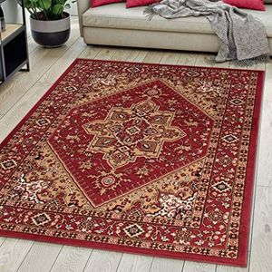 Mazovia Vloerkleed Oriëntaals - Tapijt Kortstondig Pooltje - Tapijten Oriëntaals Patroon - Tapijt Woonkamer, Slaapkamer, Eetkamer - OEKO-TEX Carpet - Rug - Bordeaux Donkerrood 160 x 230 cm