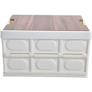 Verdant Touch Opvouwbare Opbergbak 30L Grote Capaciteit Opvouwbare Opbergdoos Met Houten Deksel Stapelbare Opvouwbare Home Krat