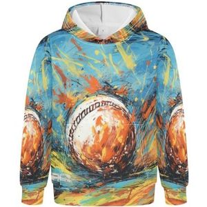KAAVIYO Aquarel Art Kickball Hoodies Atletische hoodies met capuchon 3D-print schattig voor meisjes en jongens, Patroon, L