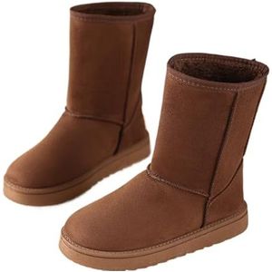 AYWTIUN Sneeuwlaarzen Vrouwen Mid Kuit Sneeuwlaarzen Vrouwen Waterdicht Warm Platform Laarzen Grote Maat Winter Slip On Platte Casual Vrouw Booties (Bruin, 37)