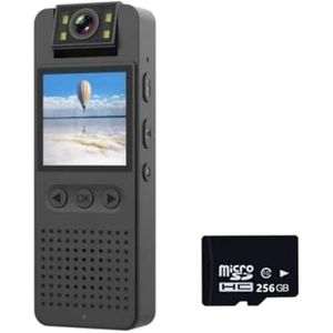 Draagbare DV-camera HD Actiecamera Politie Rechtshandhaving Kleine camera Micro Body Camcorder 1080P Infrarood Nachtzicht Hotspot Sportcamera(Camera 256G card)