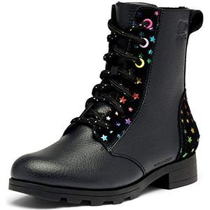 Sorel Youth Girl's Emelie Short Lace Boot for Rain - Waterproof - Black - Size 5